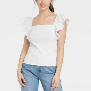 A New Day Women's Ruffle Top in White (M)